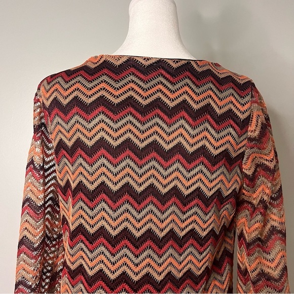 Women's Bell Sleeve Chevron Mod Dress Size Small Boho Vintage Inspired Twiggy - Picture 9 of 13